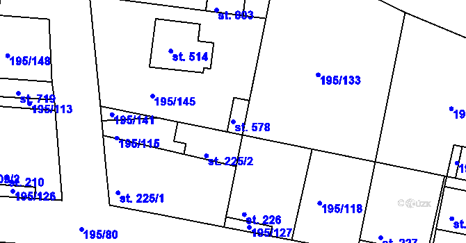 Parcela st. 578 v KÚ Dobroměřice, Katastrální mapa