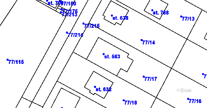 Parcela st. 583 v KÚ Dobroměřice, Katastrální mapa