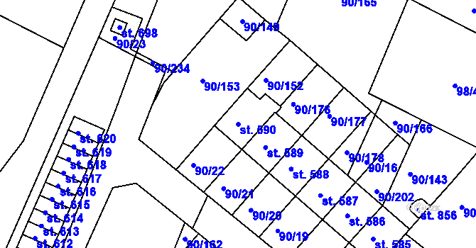 Parcela st. 590 v KÚ Dobroměřice, Katastrální mapa