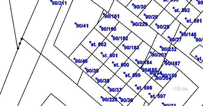 Parcela st. 601 v KÚ Dobroměřice, Katastrální mapa
