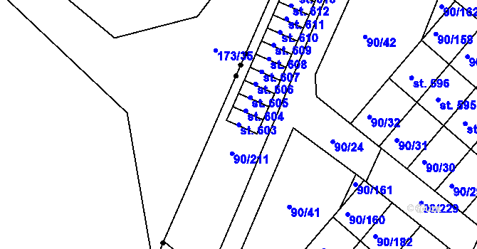Parcela st. 603 v KÚ Dobroměřice, Katastrální mapa