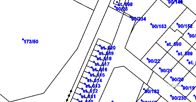 Parcela st. 619 v KÚ Dobroměřice, Katastrální mapa