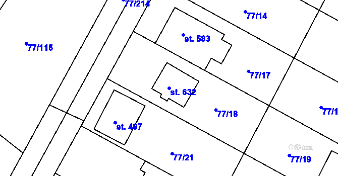 Parcela st. 632 v KÚ Dobroměřice, Katastrální mapa