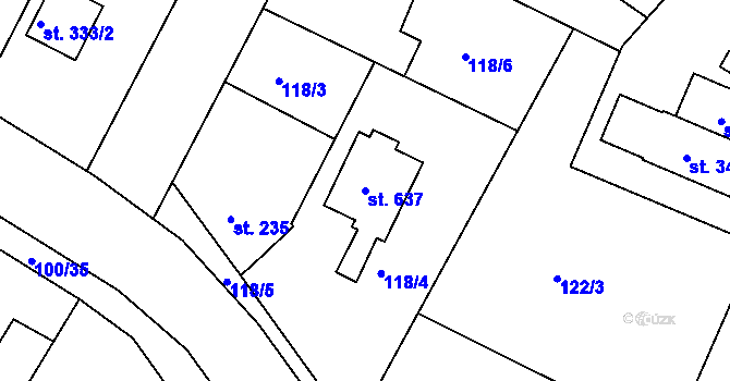 Parcela st. 637 v KÚ Dobroměřice, Katastrální mapa