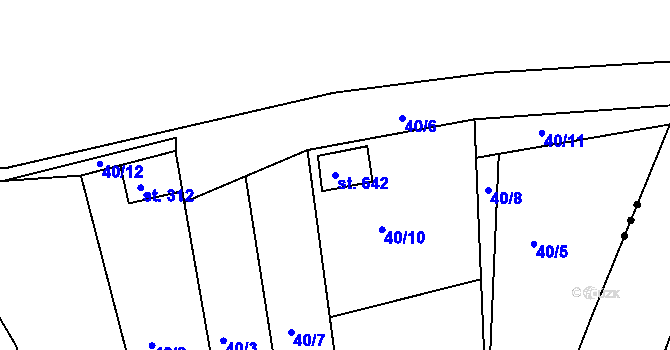 Parcela st. 642 v KÚ Dobroměřice, Katastrální mapa