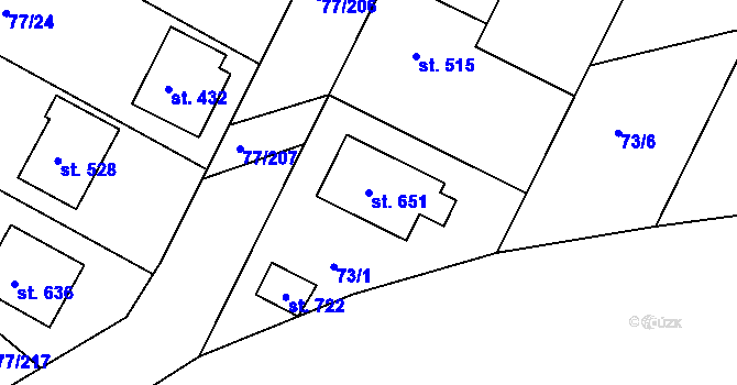 Parcela st. 651 v KÚ Dobroměřice, Katastrální mapa
