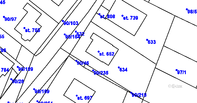 Parcela st. 652 v KÚ Dobroměřice, Katastrální mapa