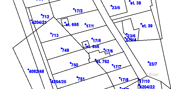 Parcela st. 656 v KÚ Dobroměřice, Katastrální mapa