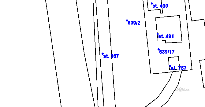 Parcela st. 667 v KÚ Dobroměřice, Katastrální mapa