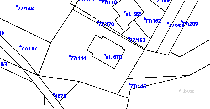 Parcela st. 678 v KÚ Dobroměřice, Katastrální mapa