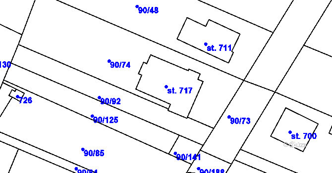 Parcela st. 717 v KÚ Dobroměřice, Katastrální mapa