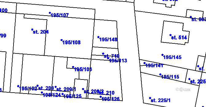 Parcela st. 719 v KÚ Dobroměřice, Katastrální mapa