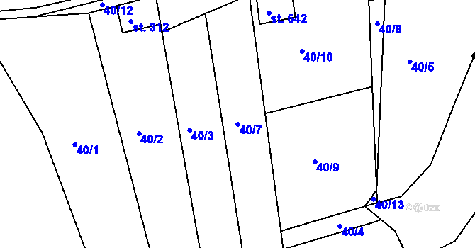 Parcela st. 40/7 v KÚ Dobroměřice, Katastrální mapa