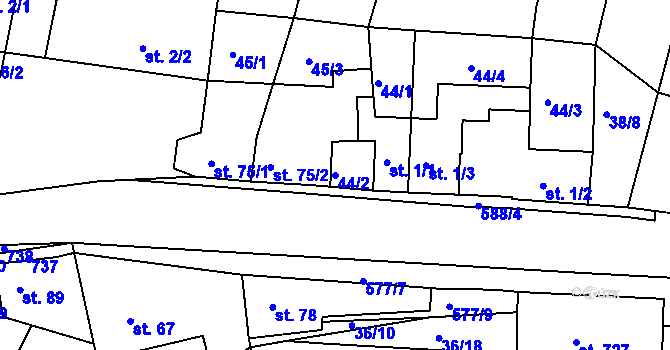 Parcela st. 44/2 v KÚ Dobroměřice, Katastrální mapa