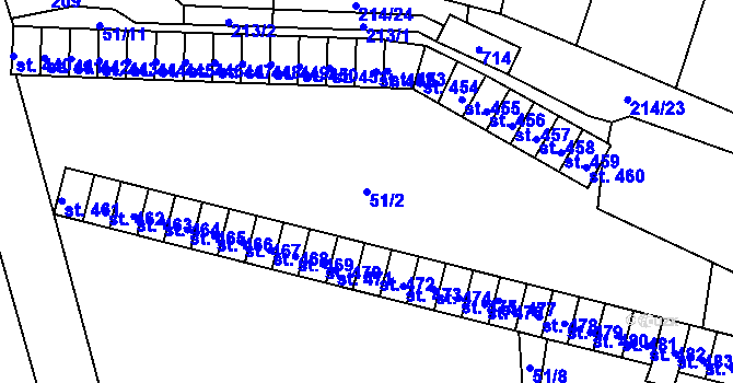 Parcela st. 51/2 v KÚ Dobroměřice, Katastrální mapa