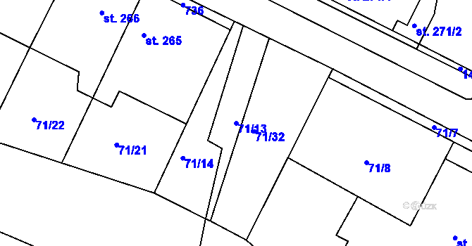 Parcela st. 71/13 v KÚ Dobroměřice, Katastrální mapa