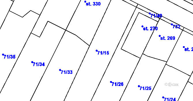 Parcela st. 71/15 v KÚ Dobroměřice, Katastrální mapa