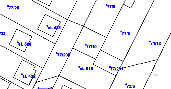 Parcela st. 77/10 v KÚ Dobroměřice, Katastrální mapa
