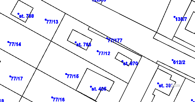 Parcela st. 77/12 v KÚ Dobroměřice, Katastrální mapa