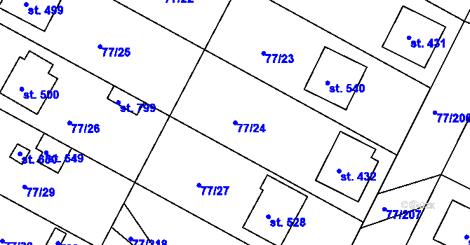 Parcela st. 77/24 v KÚ Dobroměřice, Katastrální mapa