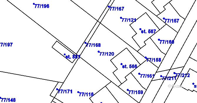 Parcela st. 77/120 v KÚ Dobroměřice, Katastrální mapa