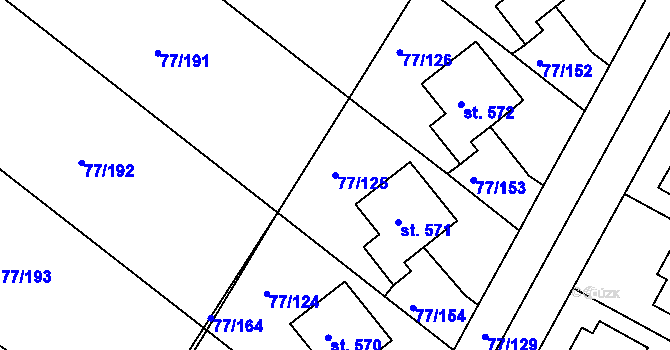 Parcela st. 77/125 v KÚ Dobroměřice, Katastrální mapa