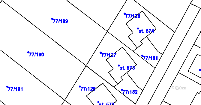 Parcela st. 77/127 v KÚ Dobroměřice, Katastrální mapa