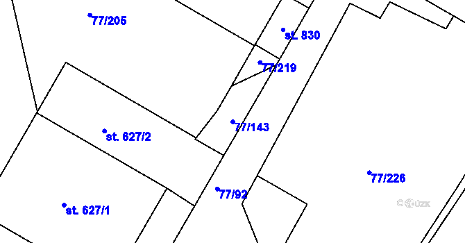 Parcela st. 77/143 v KÚ Dobroměřice, Katastrální mapa