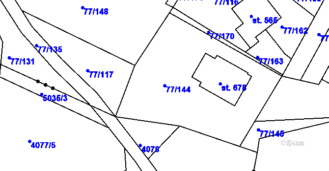 Parcela st. 77/144 v KÚ Dobroměřice, Katastrální mapa