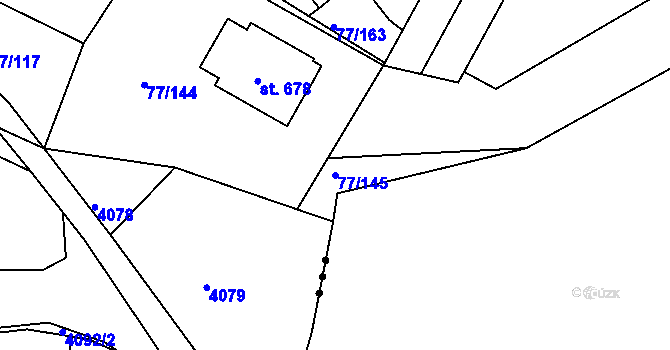 Parcela st. 77/145 v KÚ Dobroměřice, Katastrální mapa