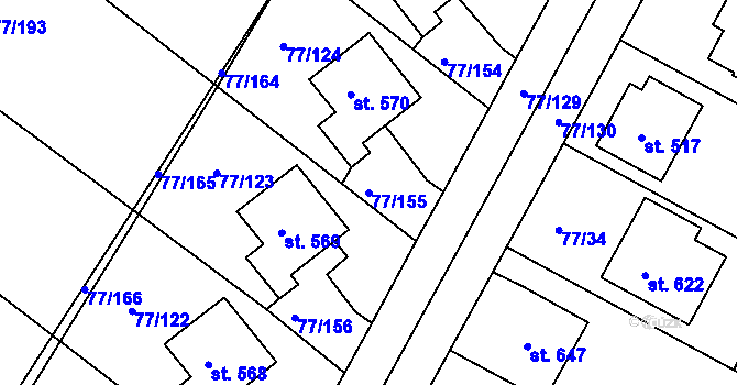 Parcela st. 77/155 v KÚ Dobroměřice, Katastrální mapa