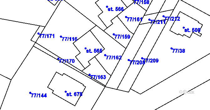 Parcela st. 77/162 v KÚ Dobroměřice, Katastrální mapa