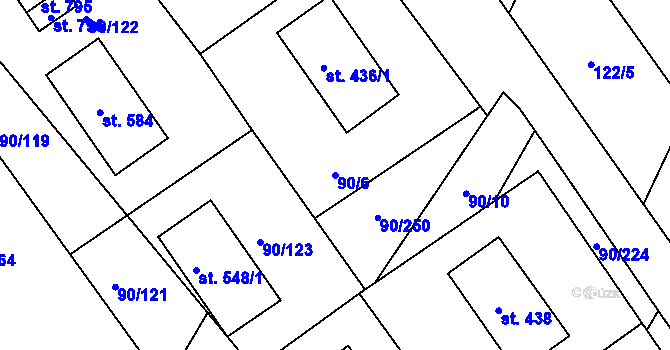 Parcela st. 90/6 v KÚ Dobroměřice, Katastrální mapa
