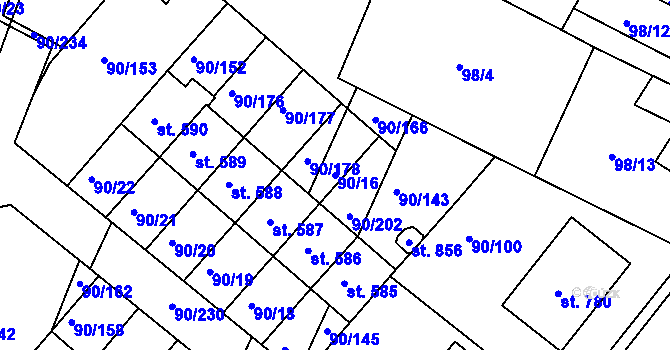 Parcela st. 90/16 v KÚ Dobroměřice, Katastrální mapa
