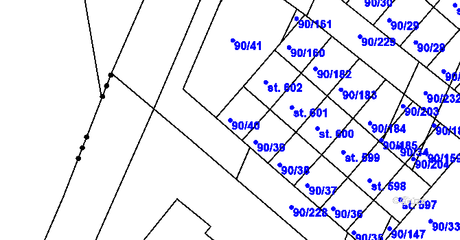 Parcela st. 90/40 v KÚ Dobroměřice, Katastrální mapa