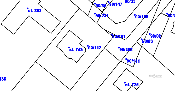 Parcela st. 90/112 v KÚ Dobroměřice, Katastrální mapa