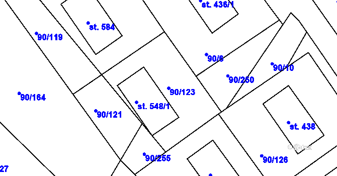Parcela st. 90/123 v KÚ Dobroměřice, Katastrální mapa