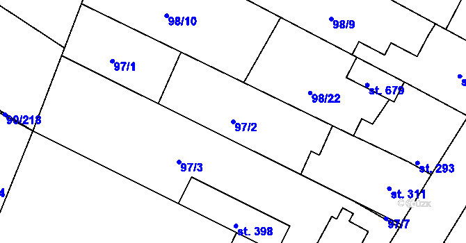 Parcela st. 97/2 v KÚ Dobroměřice, Katastrální mapa