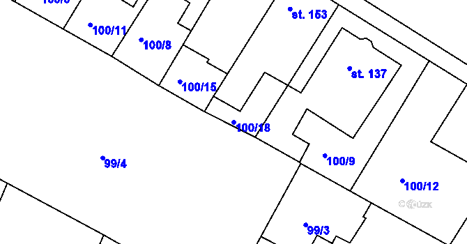 Parcela st. 100/18 v KÚ Dobroměřice, Katastrální mapa