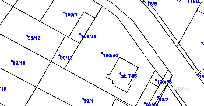 Parcela st. 100/40 v KÚ Dobroměřice, Katastrální mapa