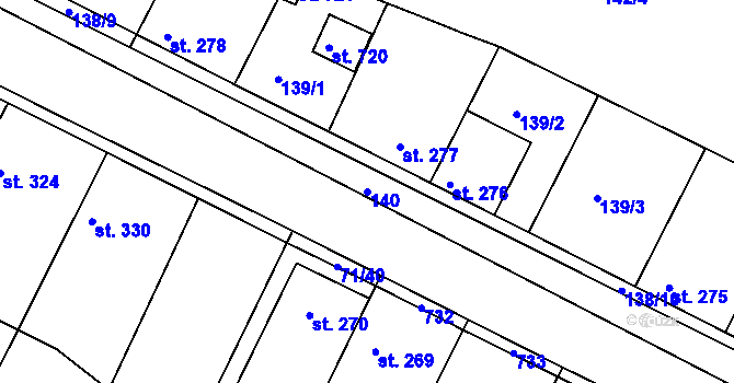 Parcela st. 140 v KÚ Dobroměřice, Katastrální mapa
