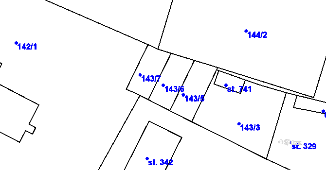 Parcela st. 143/6 v KÚ Dobroměřice, Katastrální mapa