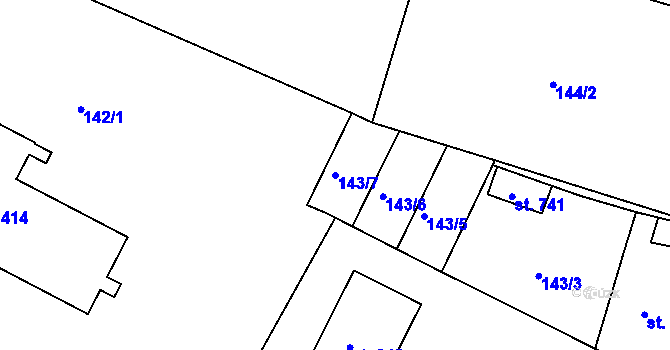 Parcela st. 143/7 v KÚ Dobroměřice, Katastrální mapa
