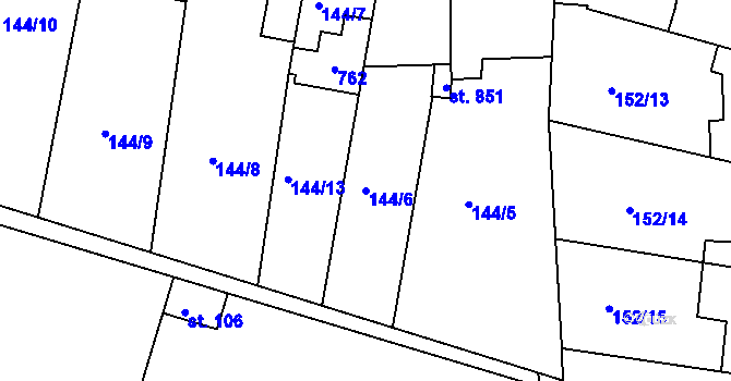 Parcela st. 144/6 v KÚ Dobroměřice, Katastrální mapa