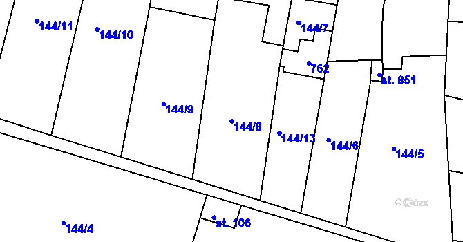 Parcela st. 144/8 v KÚ Dobroměřice, Katastrální mapa