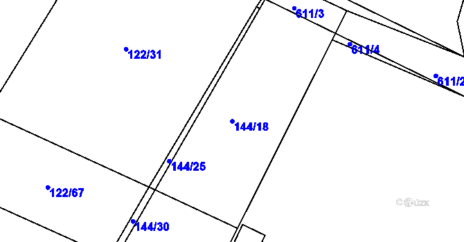 Parcela st. 144/18 v KÚ Dobroměřice, Katastrální mapa