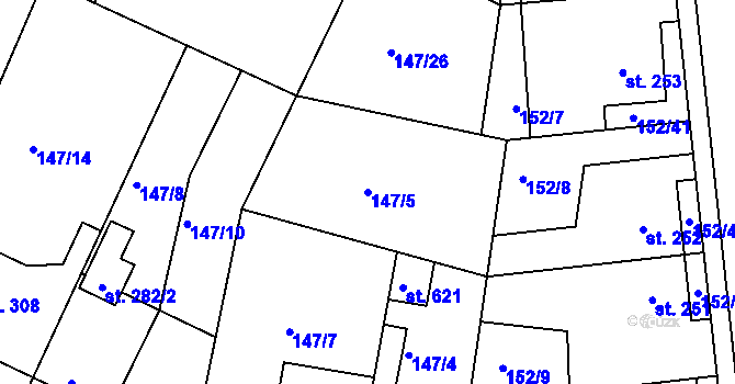 Parcela st. 147/5 v KÚ Dobroměřice, Katastrální mapa