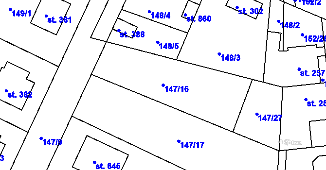 Parcela st. 147/16 v KÚ Dobroměřice, Katastrální mapa