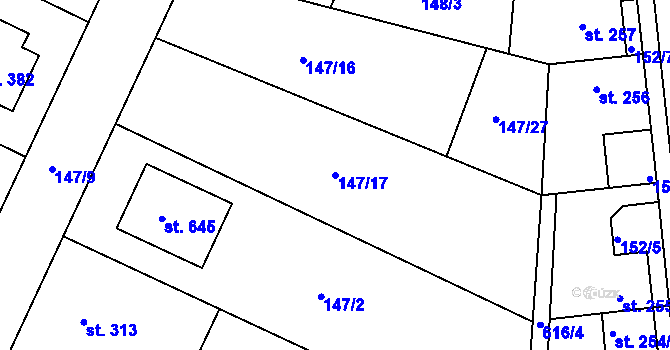 Parcela st. 147/17 v KÚ Dobroměřice, Katastrální mapa