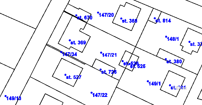Parcela st. 147/21 v KÚ Dobroměřice, Katastrální mapa